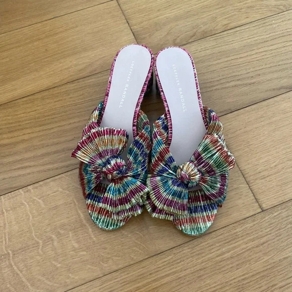 NWOT Loeffler Randall Multicolor Bow Mules 8 - Picture 2 of 9